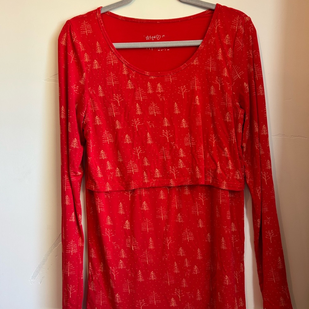 Latched Mama: Red Tree Print Long Sleeve Top